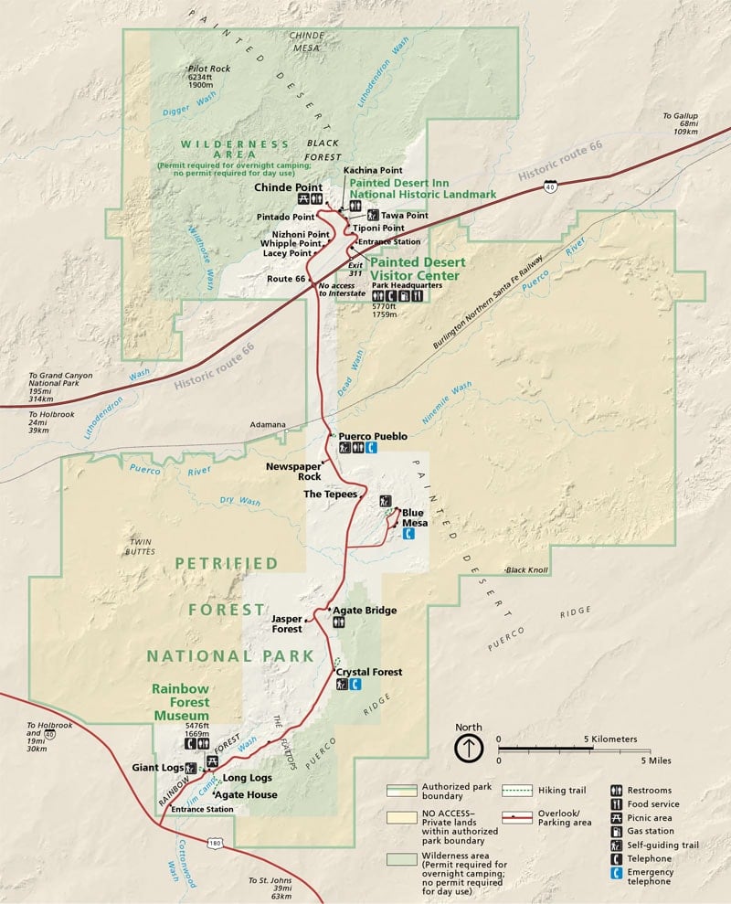 Petrified Forest National Park map