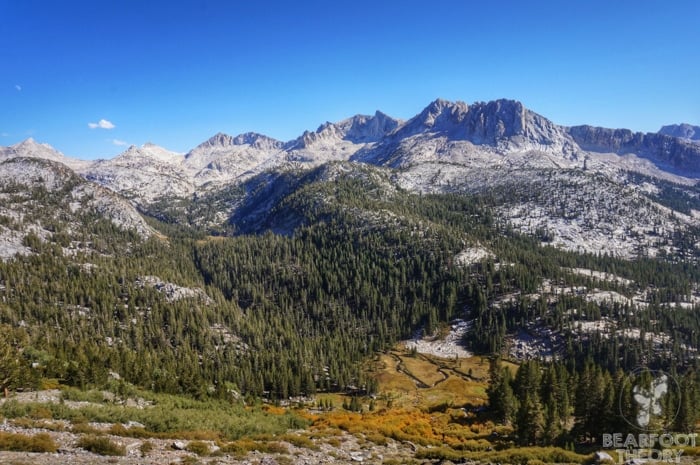 Jon Muir Trail Looking down into Tully Hole and Fish Creek