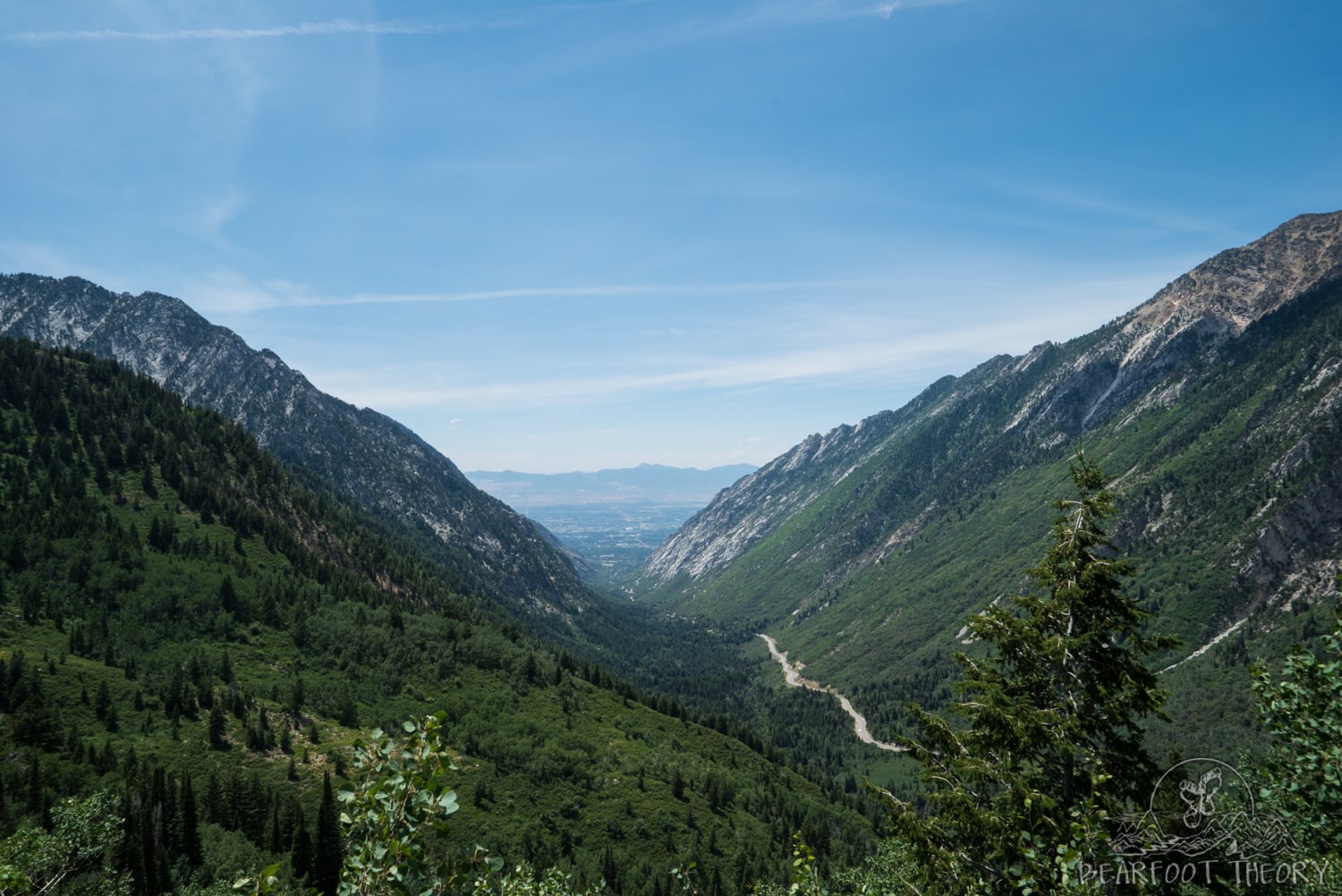 Views down a canyon from Red Pine Lakes trail in Utah