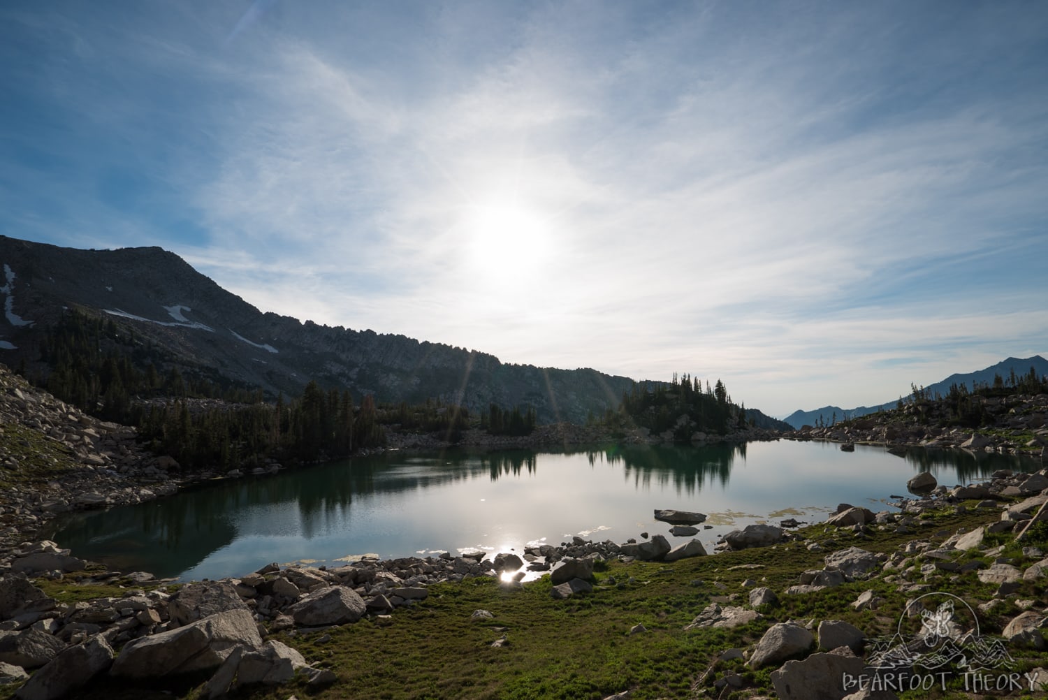 Sun setting over Red Pine Lake near Salt Lake City, Utah