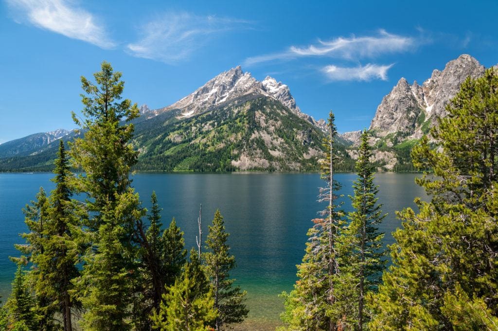 Jenny Lake in Grand Teton National Park on a sunny day