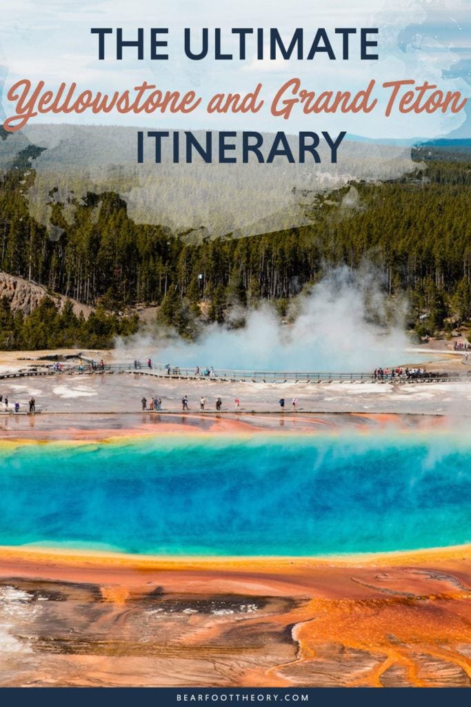 Grand Prismatic Spring with the text "The Ultimate Yellowstone and Grand Teton Itinerary"