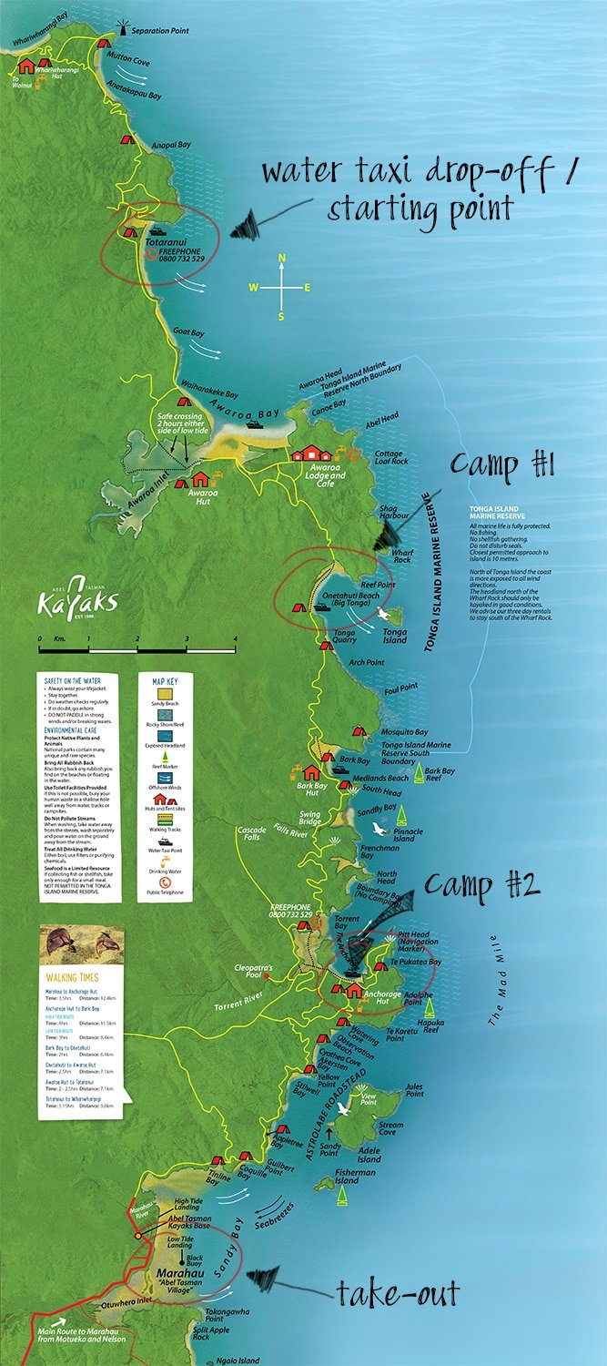 Abel Tasman Route Map