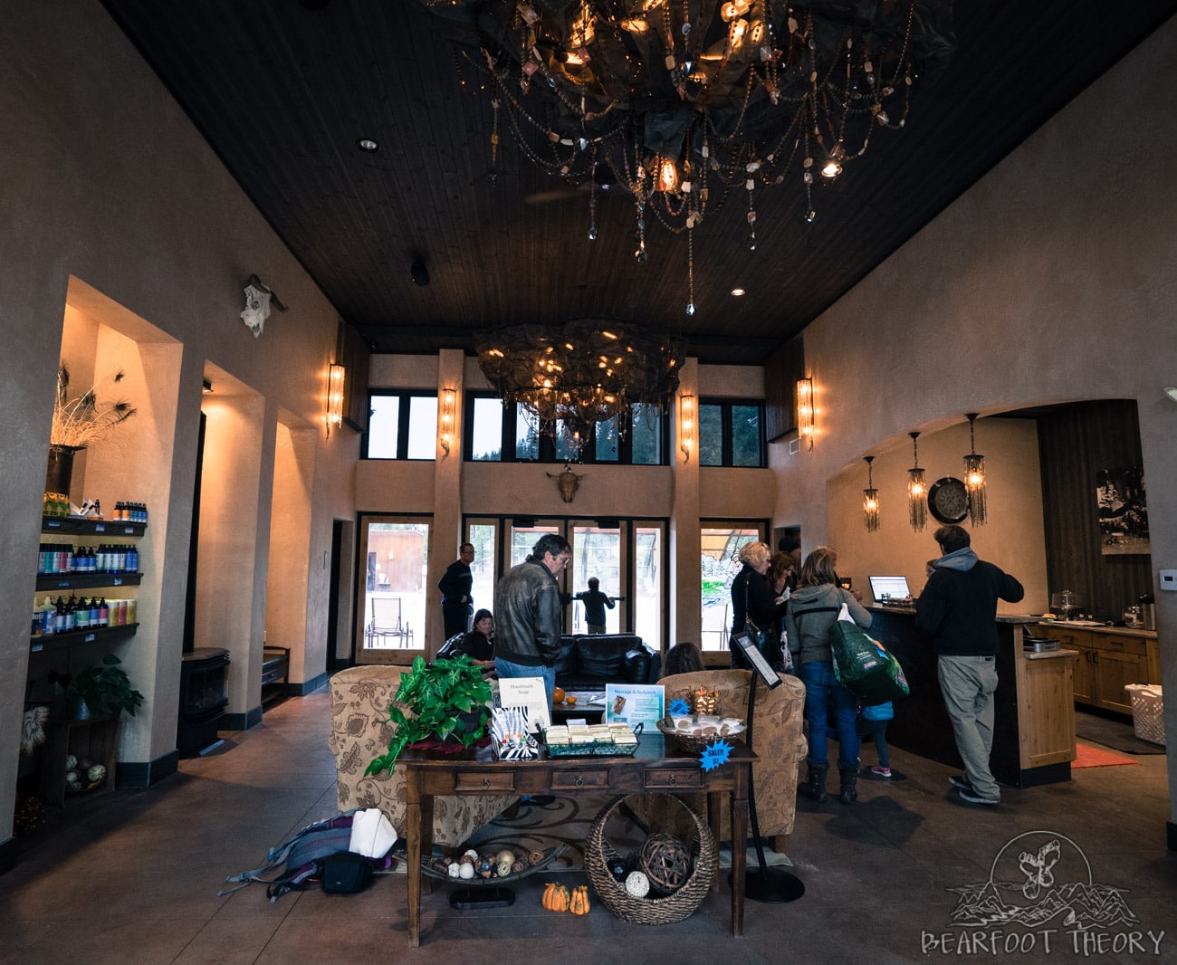 Upscale lobby at The Springs in Idaho City hot springs resort