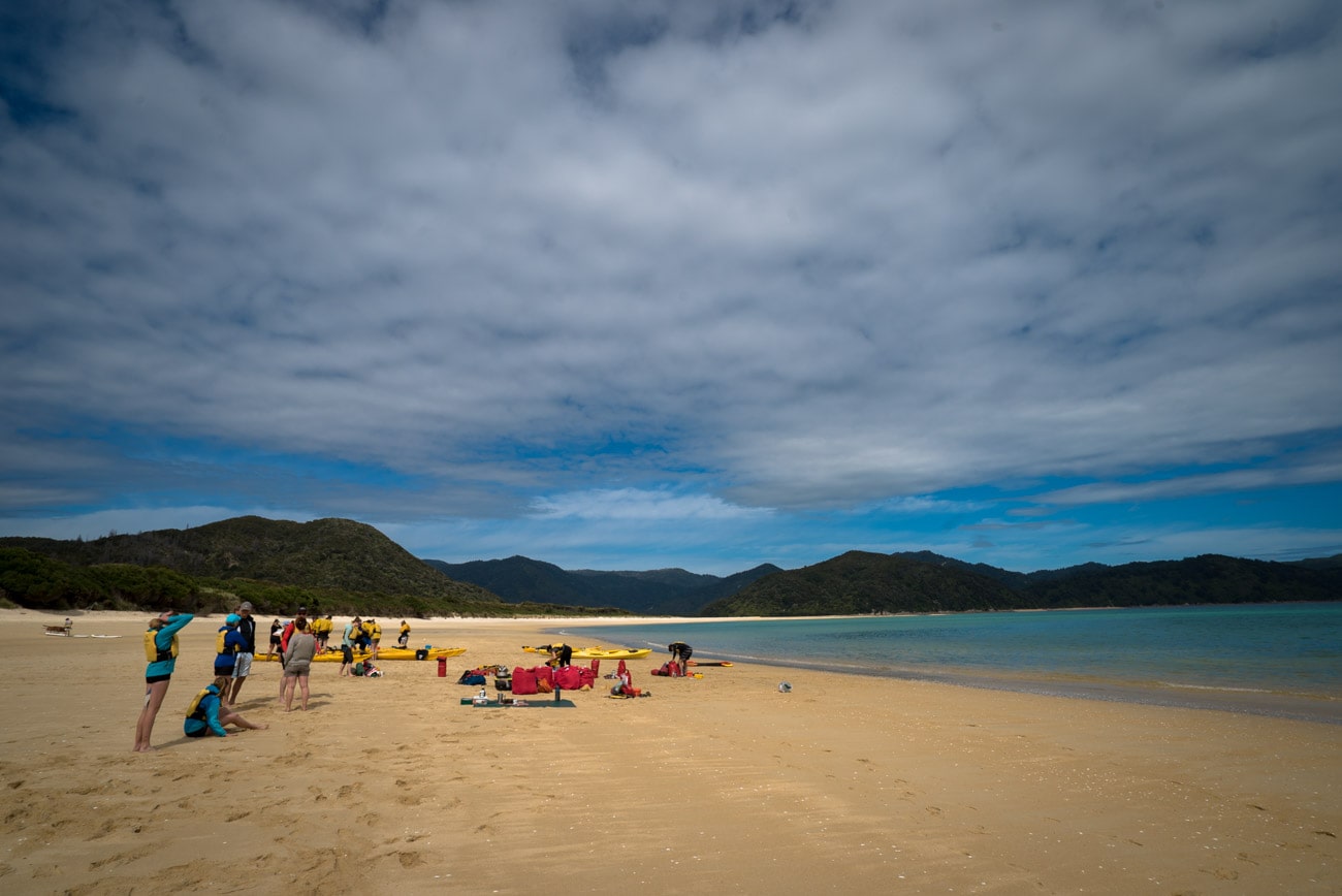 Lauching our kayaks at Totaranui for three-days in Abel Tasman National Park