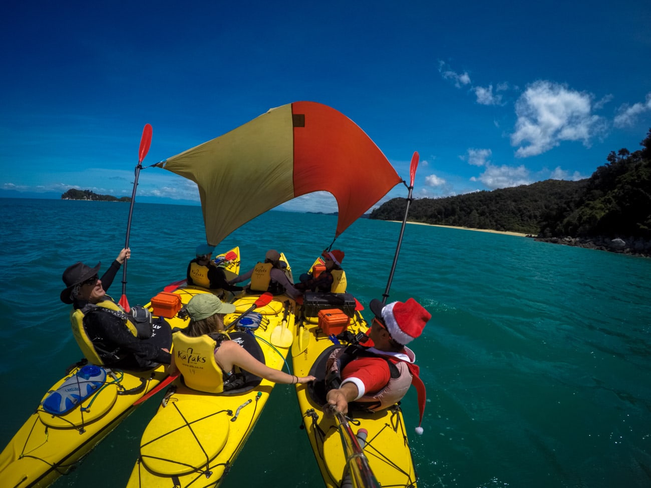 kayak-sailing in Abel Tasman National Park