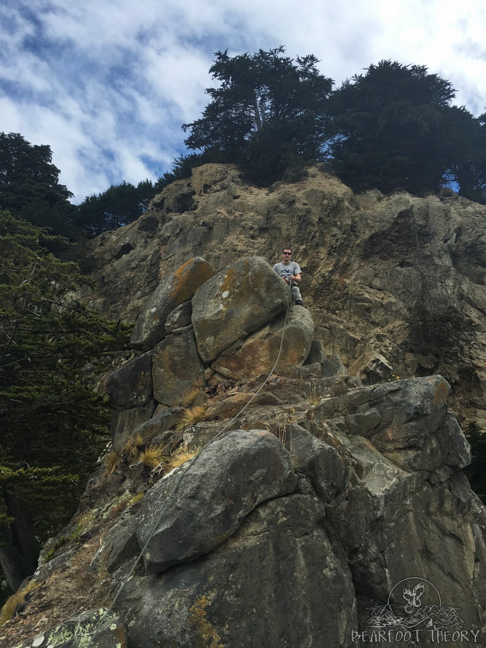 Climbing at Long Beach in Dunedin