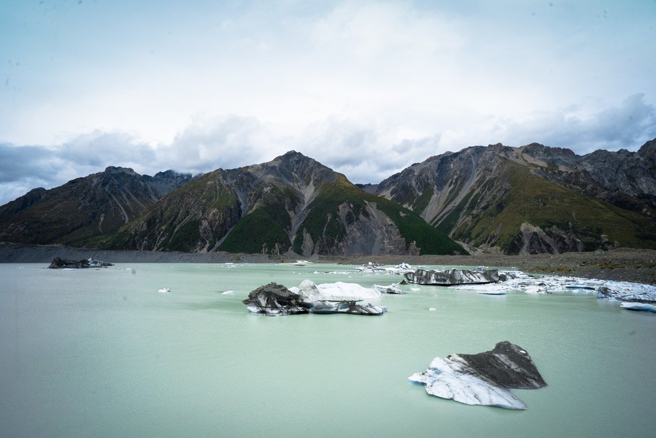 Icebergs on Tasman Lake in Mount Cook National Park