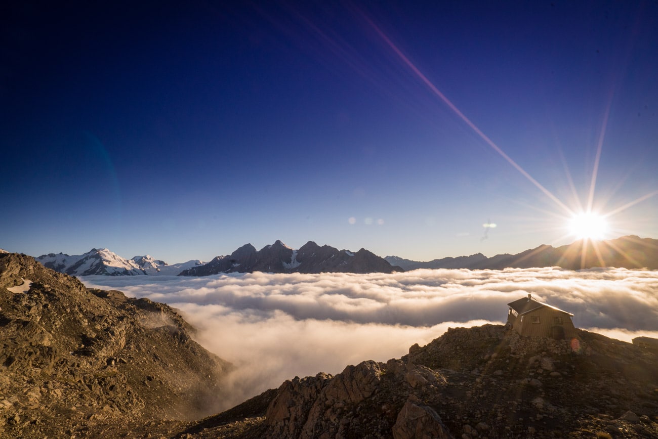 Alpine Recreation's Caroline Hut on Mount Cook - the base for their 4 day Intro to Mountaineering Course