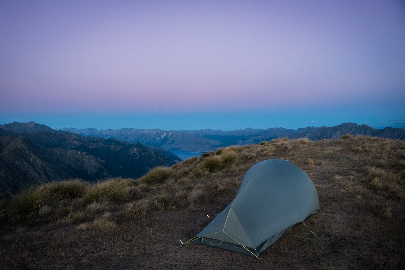 Camping on Isthmus Peak in Wanaka, New Zealand