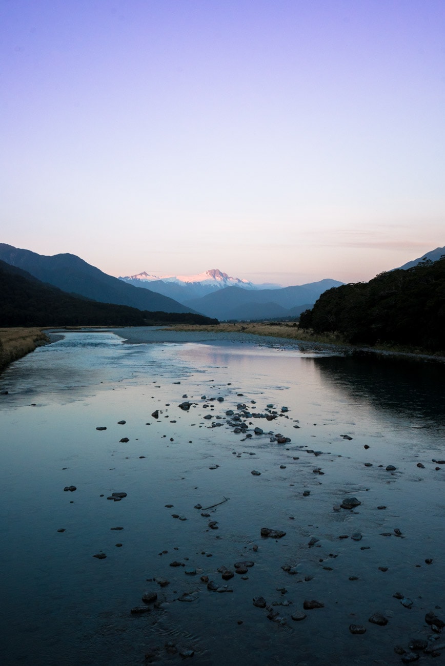 Hooker Peak from Haast Pass in New Zealand