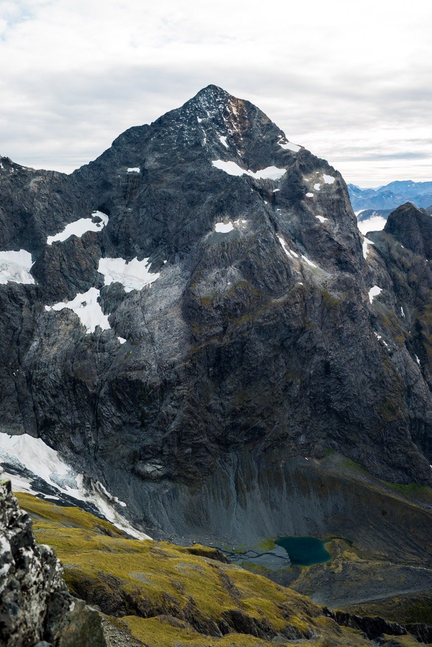 Flying above the peaks in Fiordland National Park, New Zealand