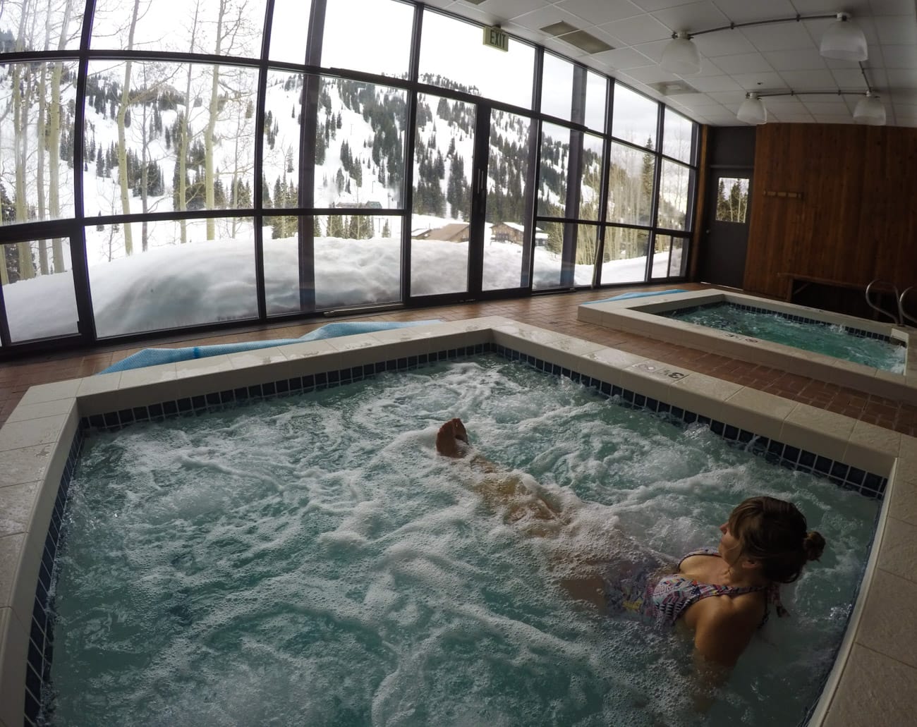 Amenities at the Alta Lodge include two indoor hot tubs