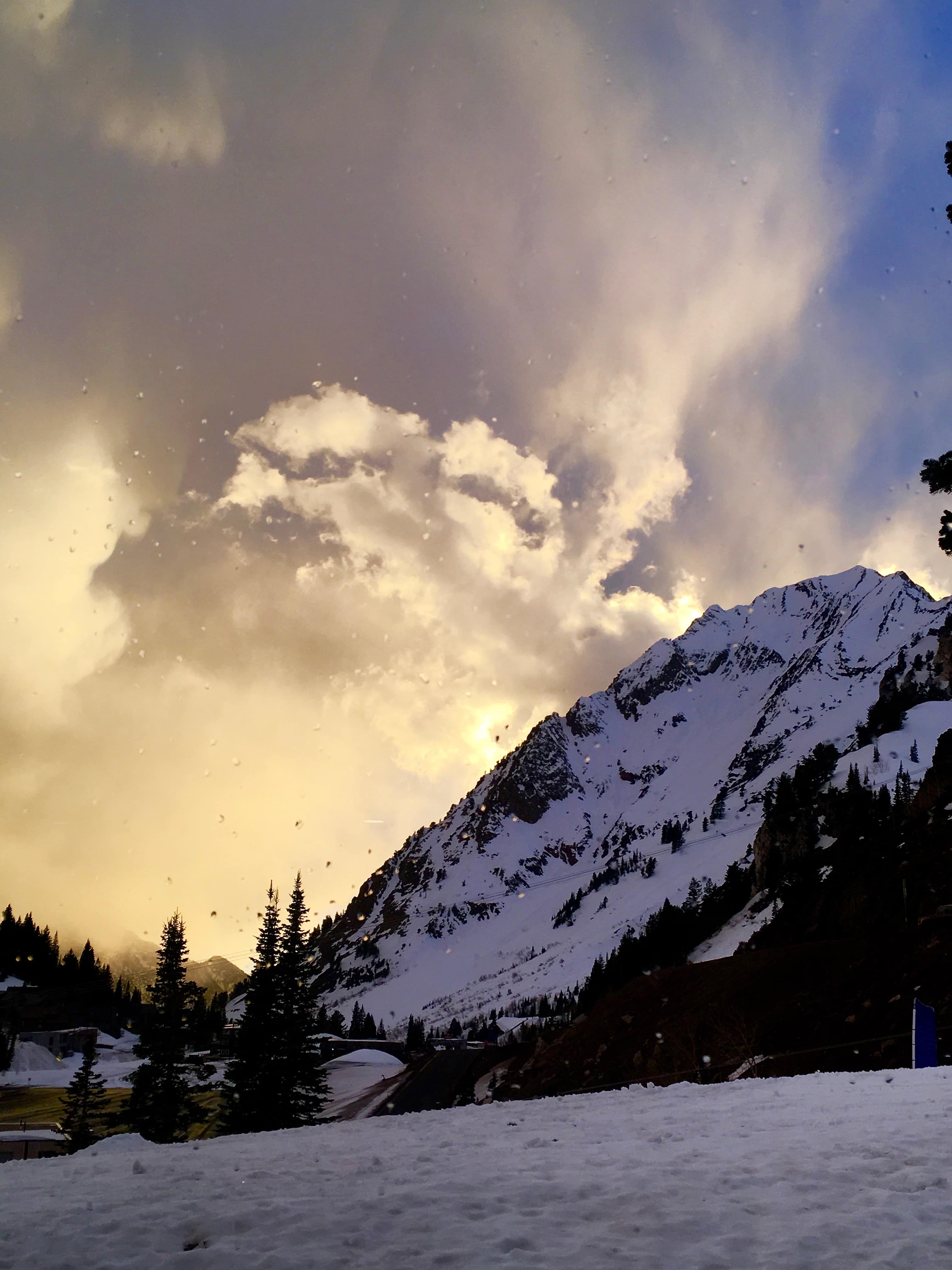 The view from the dining room at the Alta Lodge