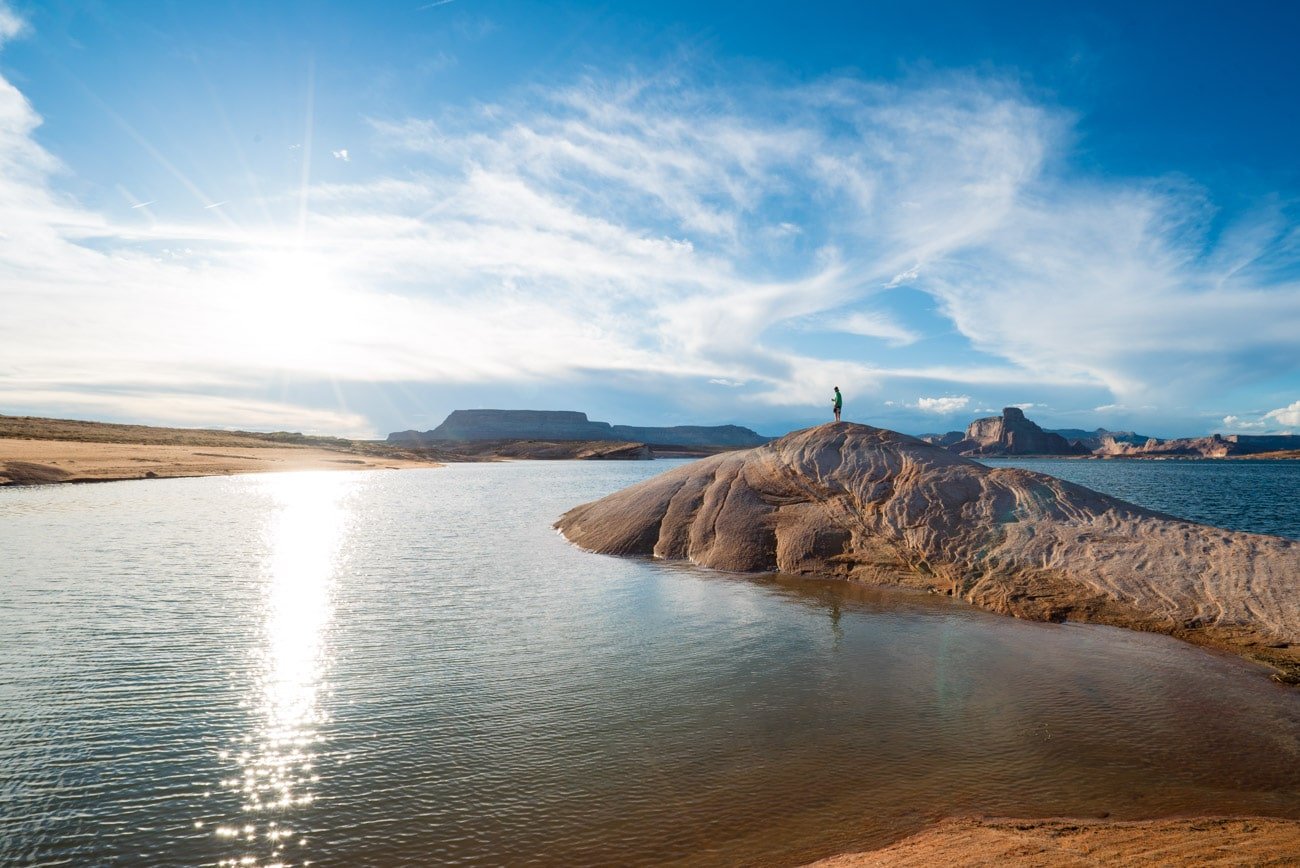 Camping at the mouth of Labyrinth Canyon on Lake Powell