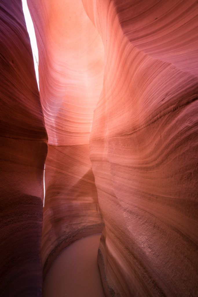 Narrow red rock slot canyon in Arizona