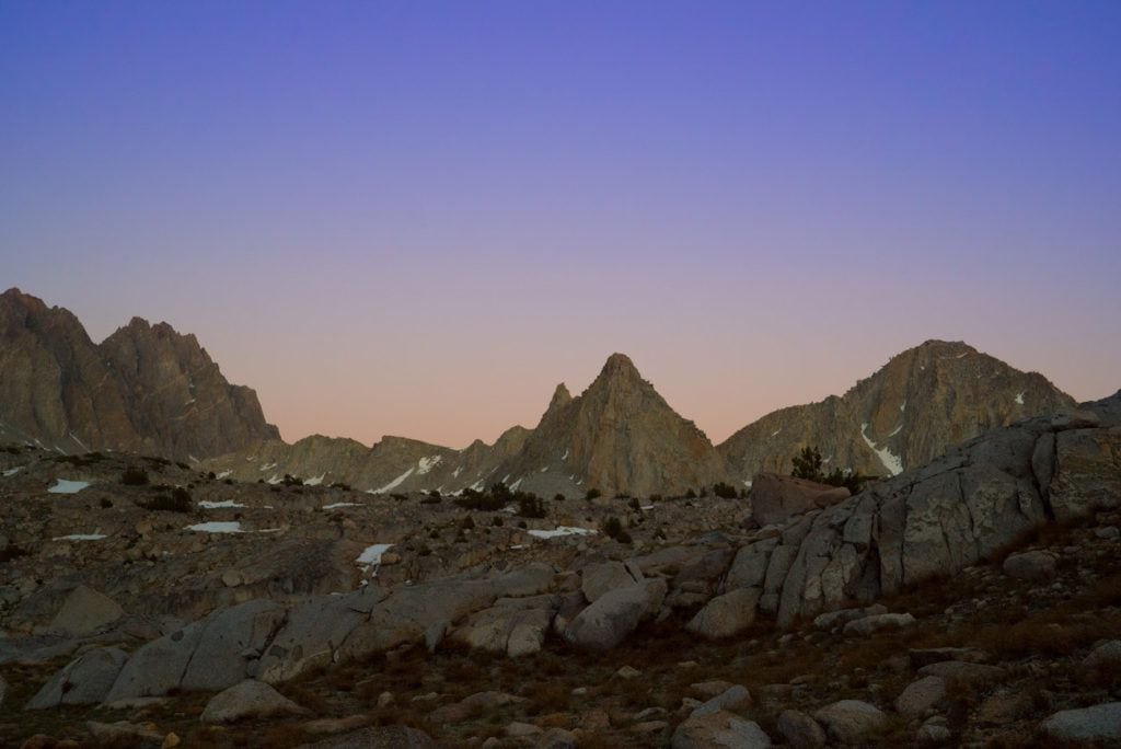 Alpenglow over the Eastern Sierra Mountains in California