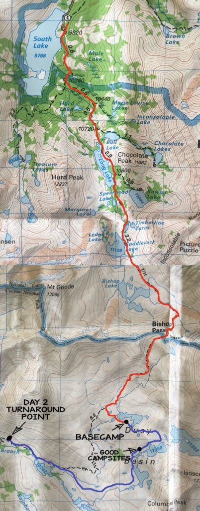 Dusy Basin Map