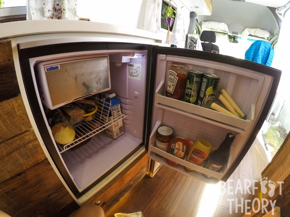 The Isoterm fridge in my first 4x4 Sprinter Camper Van conversion. Get more info in this detailed blog post.