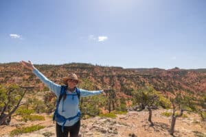 Bearfoot Theory founder Kristen Bor on a desert hike in red canyon utah