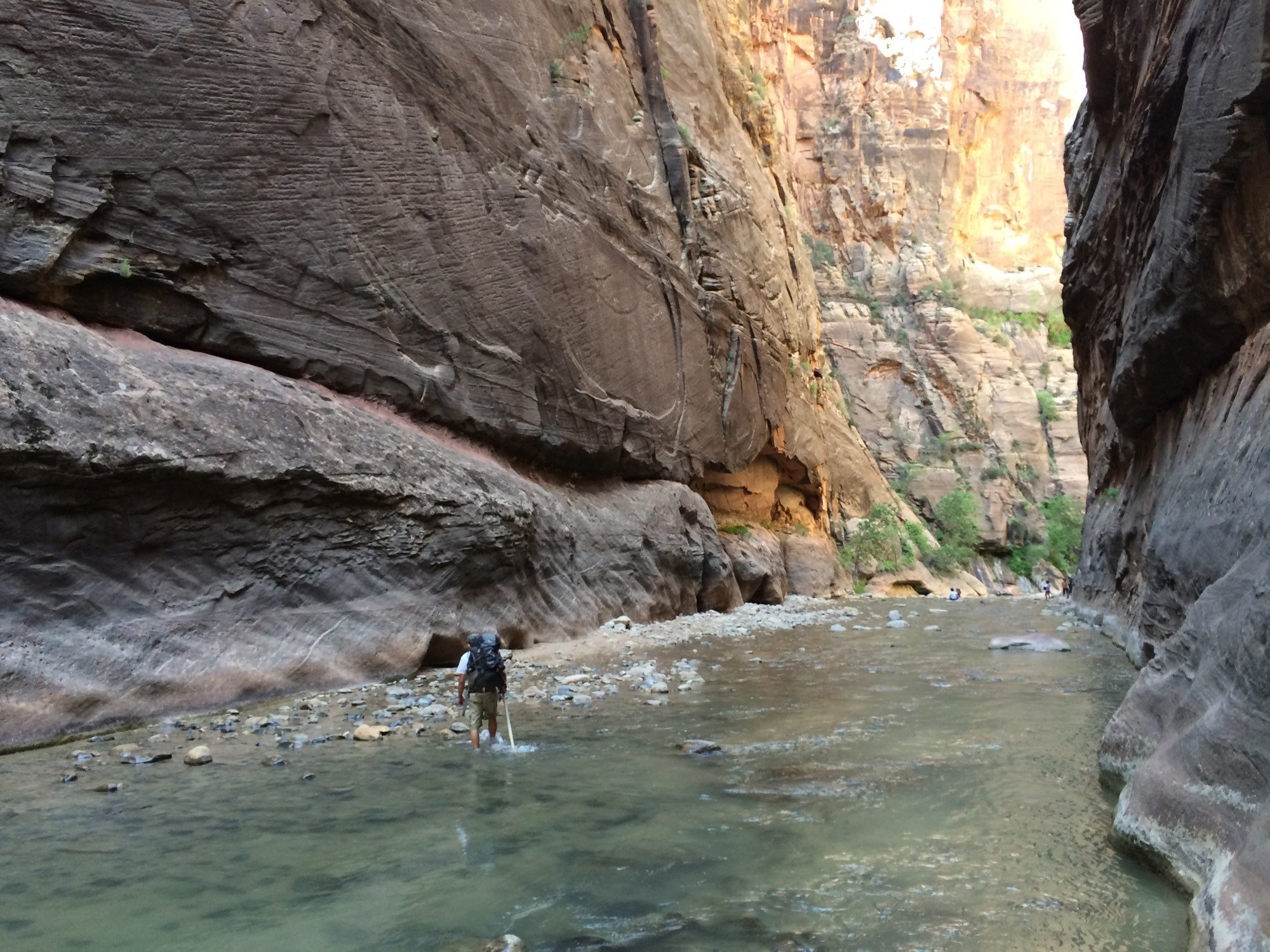 Man hiking in the Zion Narrows