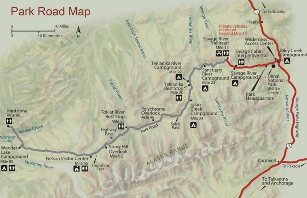 Denali National Park Map // This Alaska road trip itinerary will take you through the best of the state including Kenai Fjords & Denali National Park.