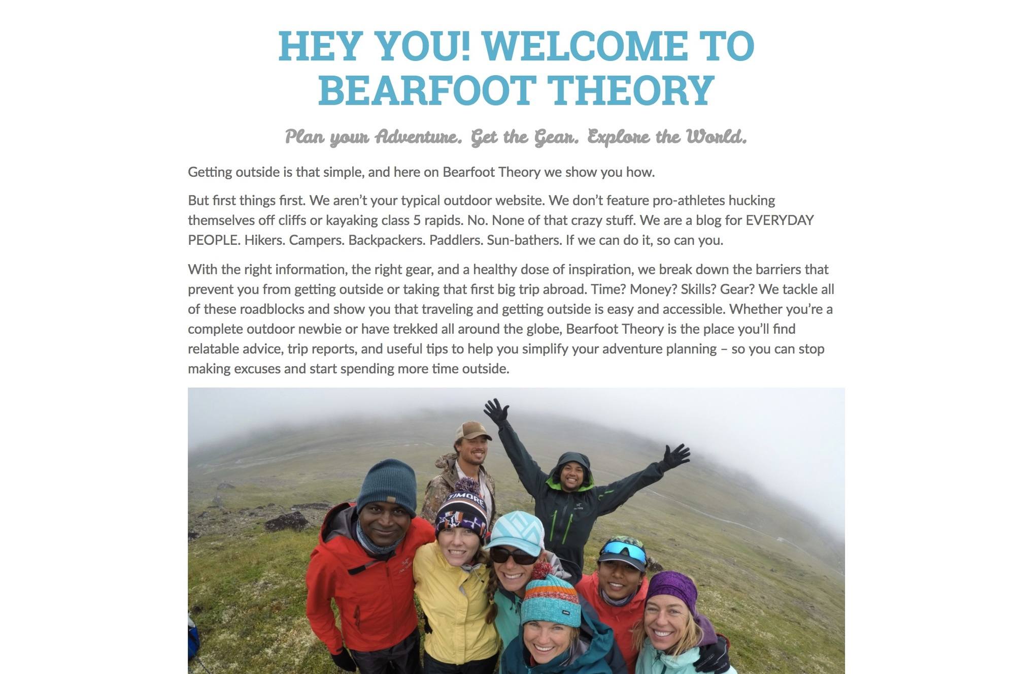 Bearfoot Theory About page // Want to start an outdoor travel blog? This step-by-step guide walks you through choosing a domain name, getting started on social, launching a wordpress site & more. 