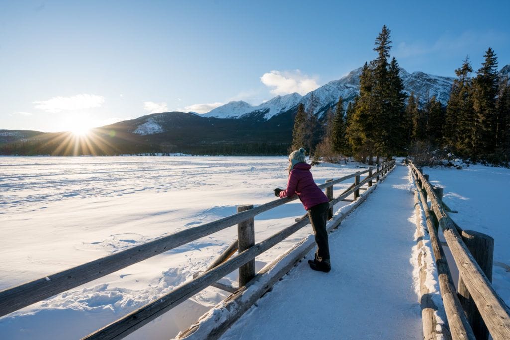 Views from Pyramid Lake Resort / Plan your getaway to Jasper National Park in winter with our guide to the best activities, where to stay, and more.