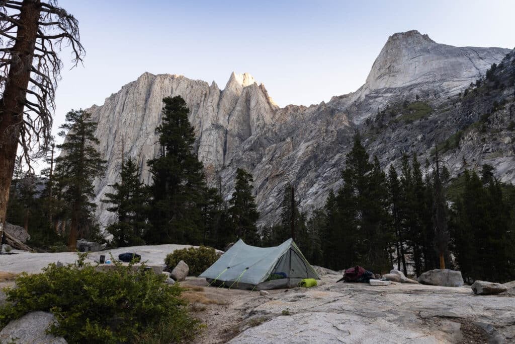 zpacks triplex tent in front of granite mountains in Sequoia National Park