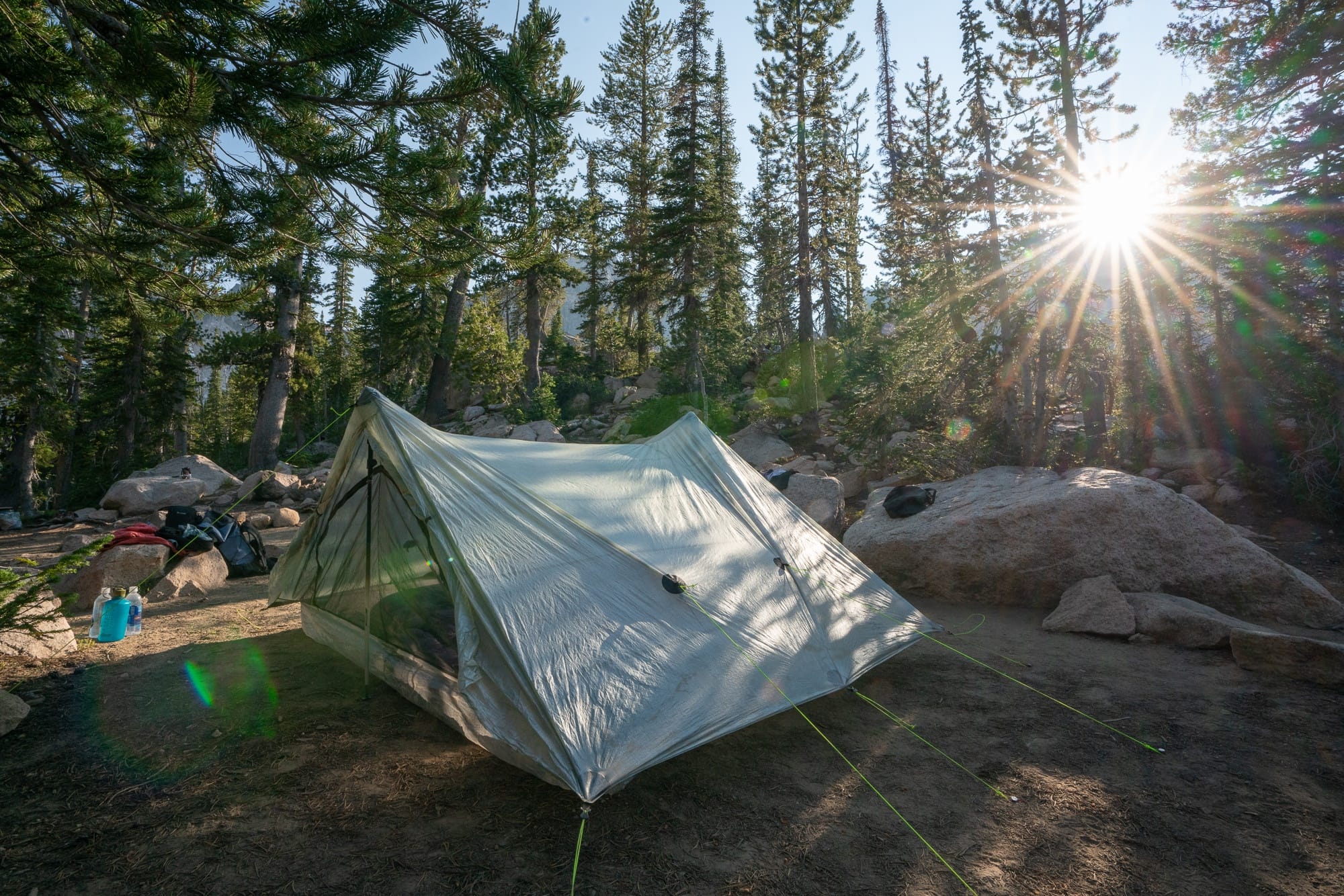 A Zpacks backpacking tent set up in the Boundary Waters in Minnesota