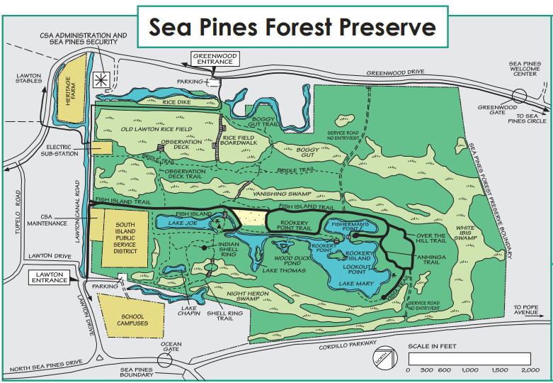 Sea Pines Forest Preserve Map // Plan an active vacation with the best outdoor activities on Hilton Head Island including hiking, biking, kayaking, and more.