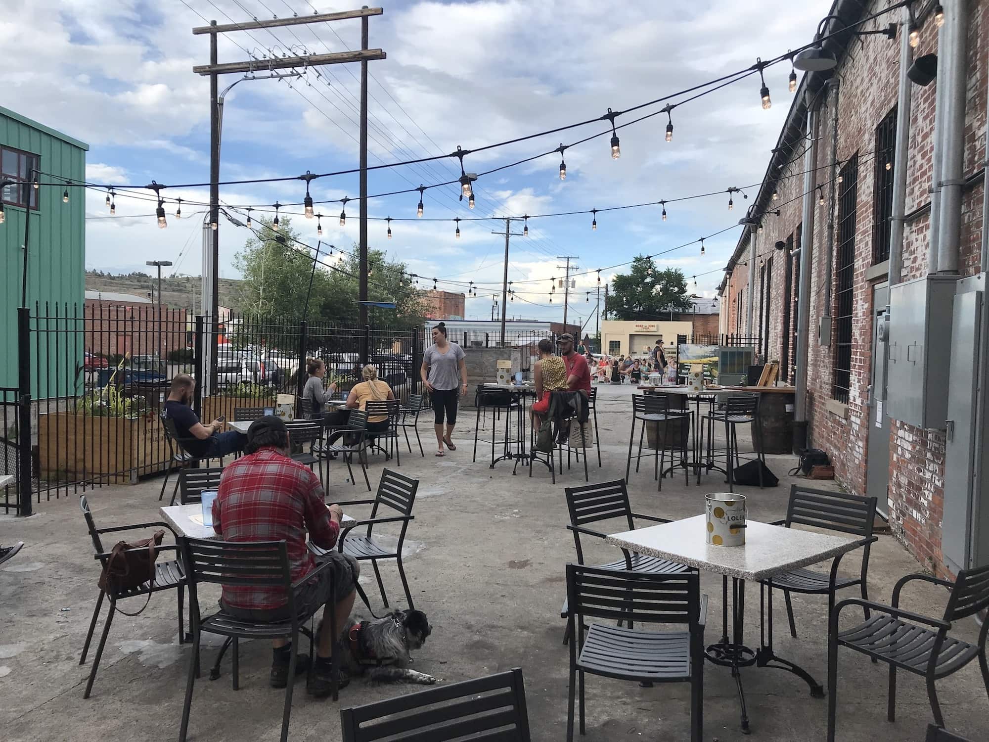 Outdoor patio at cider house in Billings, Montana