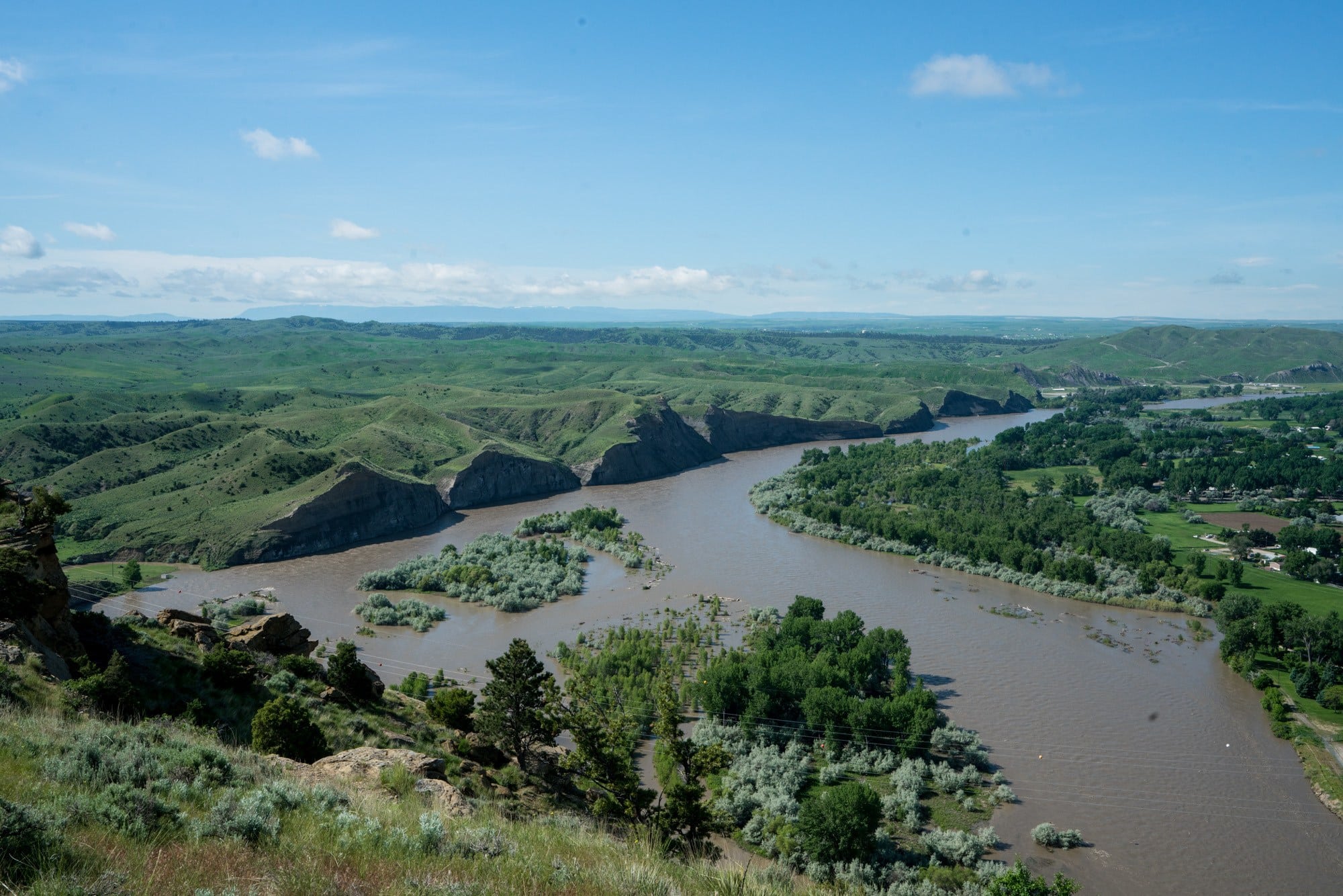 View of the Yellowstone River outside of Billings, Montana