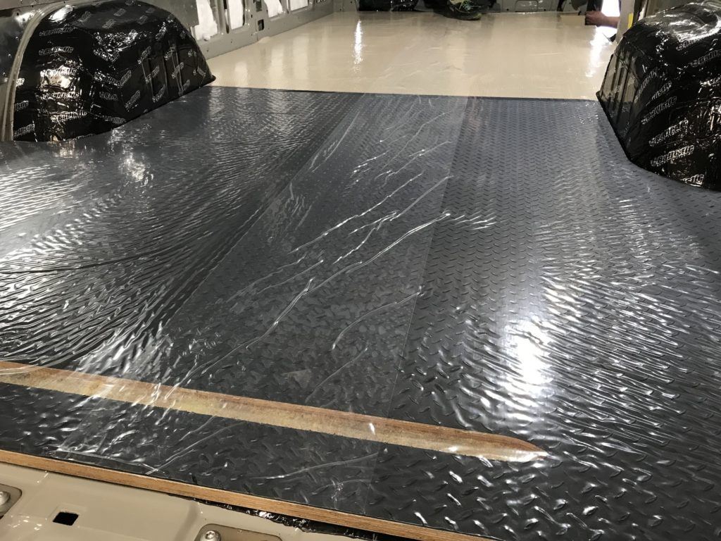 New flooring getting put in in a van conversion