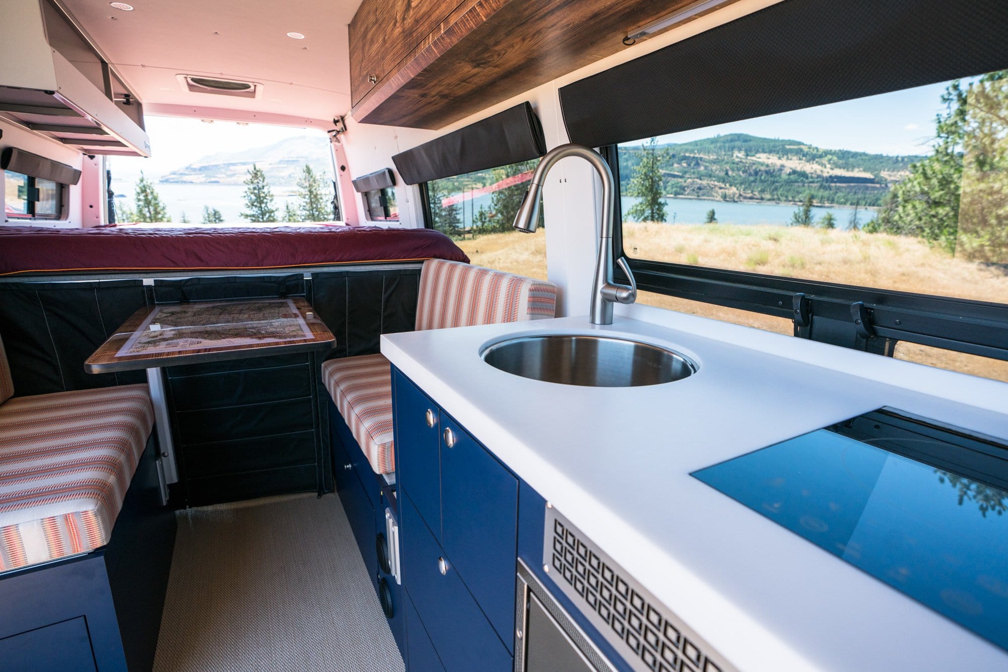 Interior of converted Sprinter Van