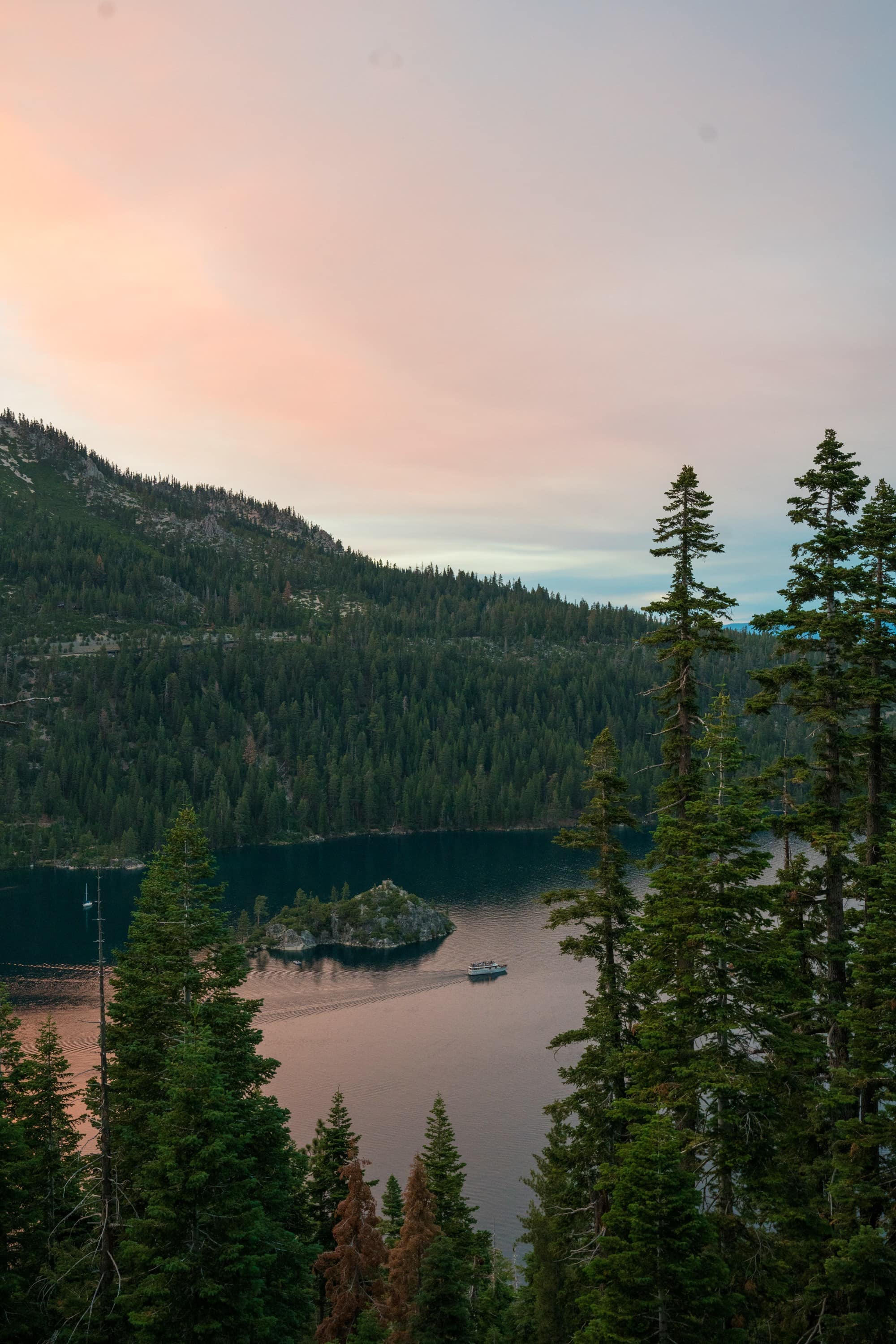 Sunset at Inspiration Point in summer Lake Tahoe