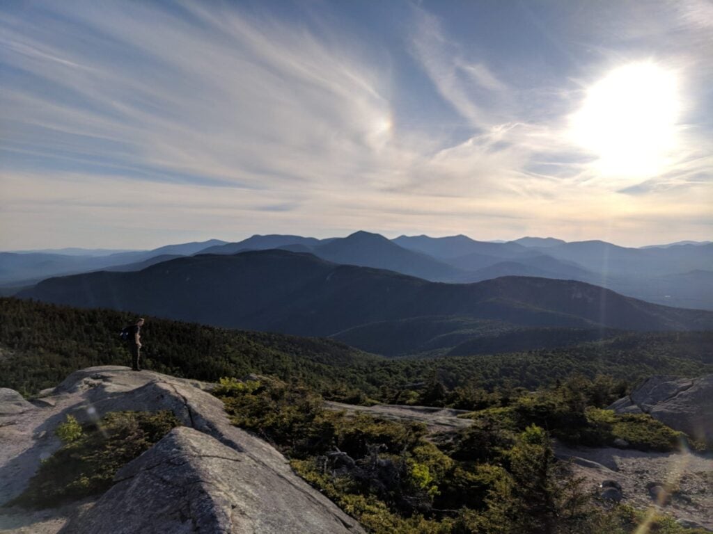 Views of mountains and ridge lines from the summit of Mt. Chocura in the White Mountains of New Hampshire