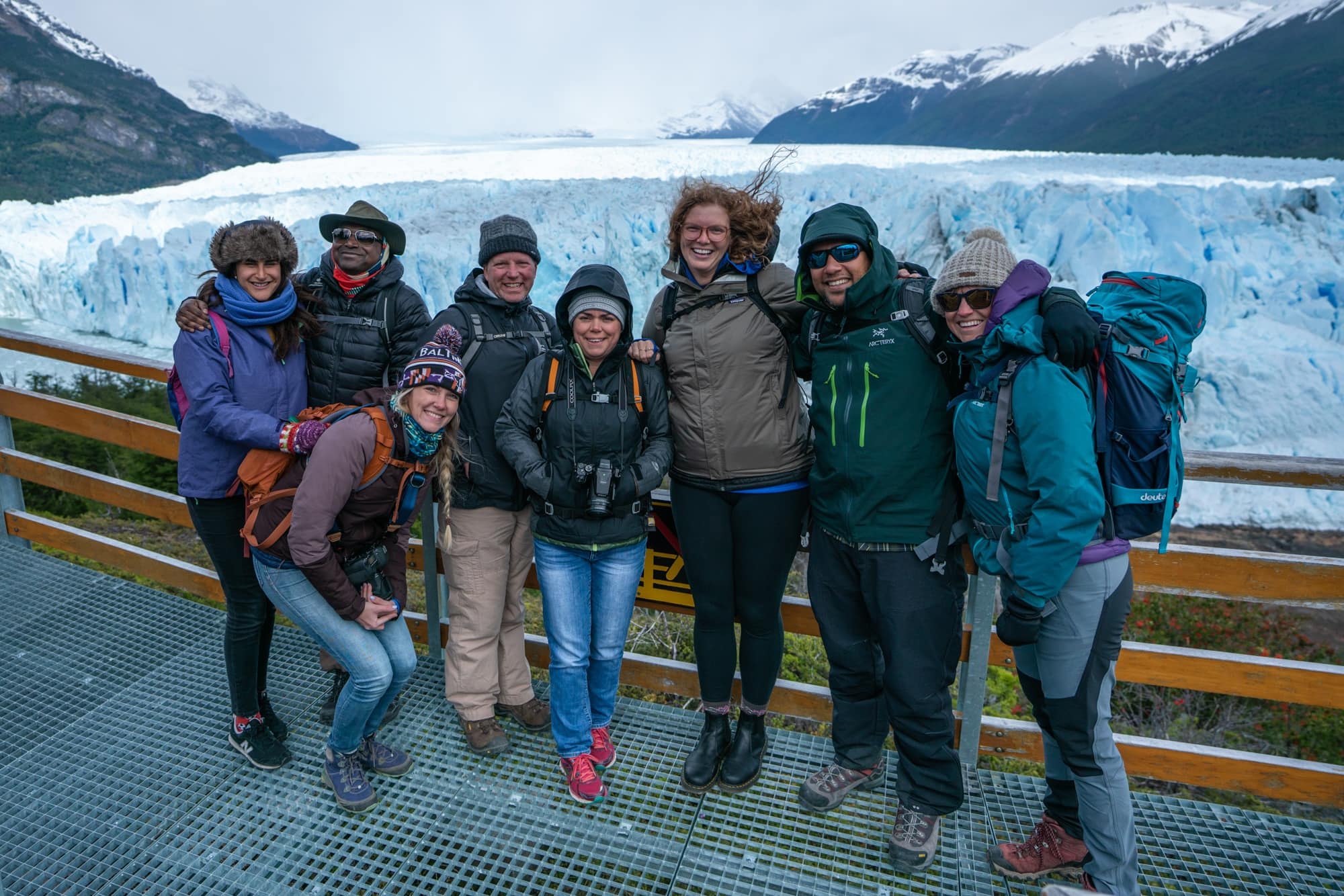 Walking the boardwalk at Perito Moreno Glacier in El Calafate, Argentina (Patagonia)