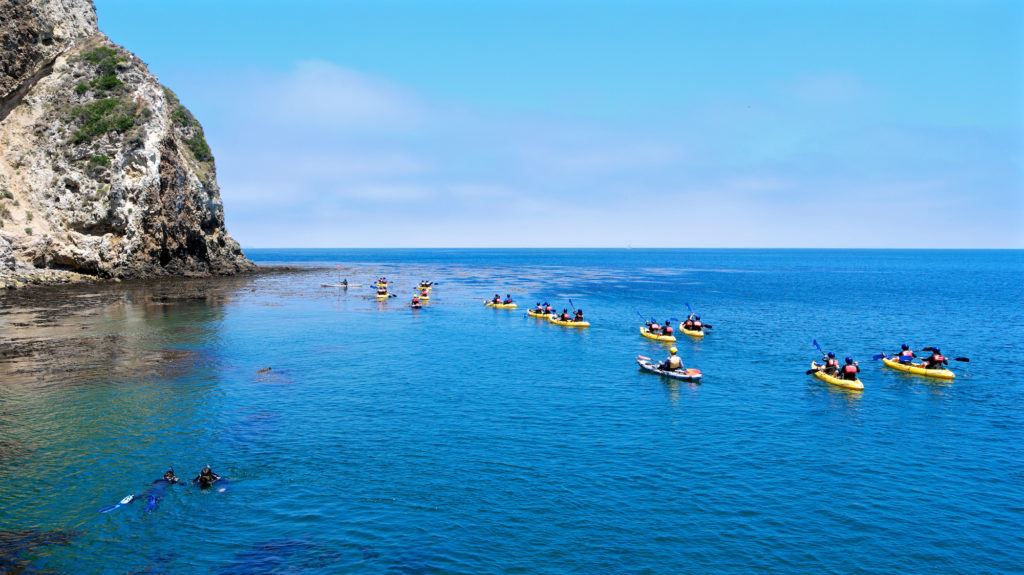 Santa Cruz Island sea kayaking // Learn about 12 of the best California beach campgrounds with tent/RV sites right on the coast in Northern, Central, and Southern California.