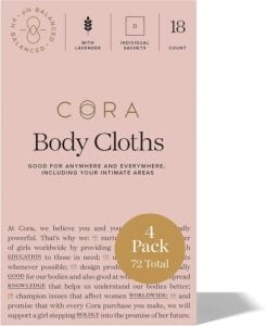 Cora body wipes // Get the best tips for staying clean while camping including hygiene essentials, camping on your period, how to poop outdoors, and more!