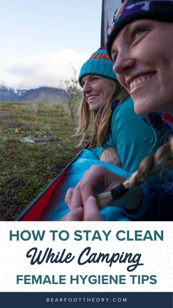 Learn the best tips for staying clean while camping including hygiene essentials, camping on your period, how to poop outdoors, and more!