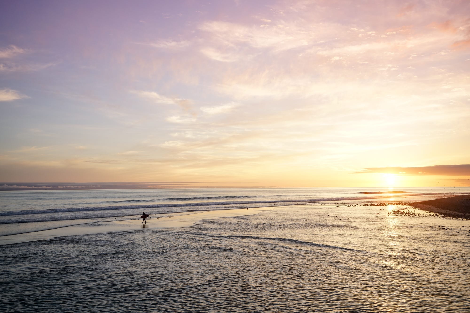 Sunset over the ocean at Ventura Waterfront in California