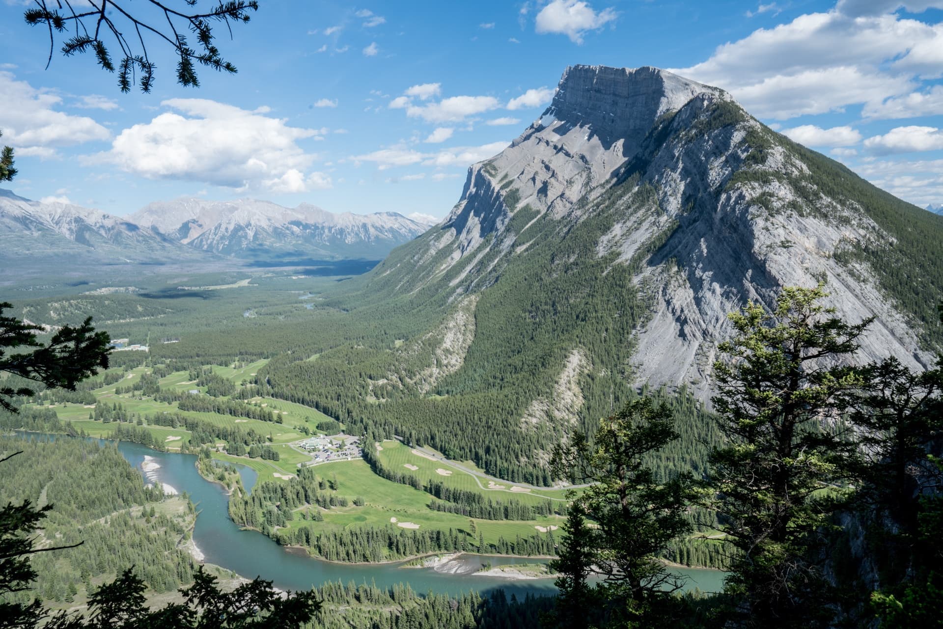 Sulpher Mountain in Banff in June from above