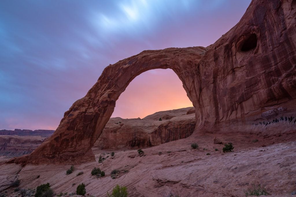 Corona Arch at sunset in Moab