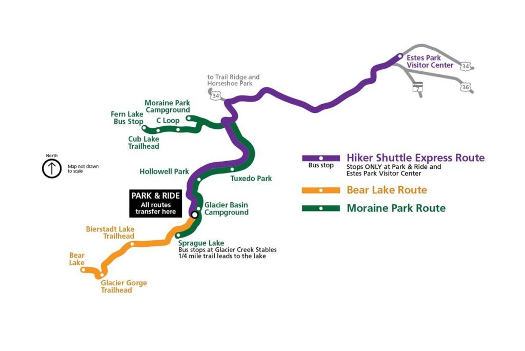 Rocky Mountain National Park shuttle map // Get our top tips for visiting Rocky Mountain National Park including when to go, where to camp, hiking tips, how to beat the crowds, and more.