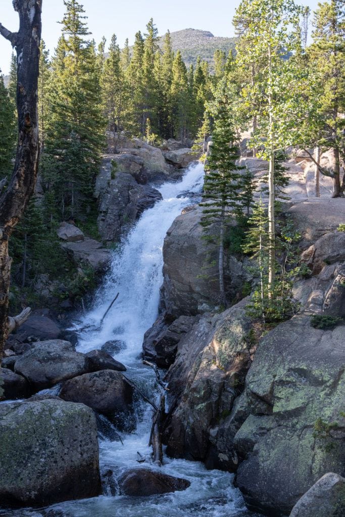 Alberta Falls from Sky Pond Trail via Glacier Gorge Trail // Get our guide to the best day hikes in Rocky Mountain National Park including distances, trail descriptions, what to be prepared for, and more.