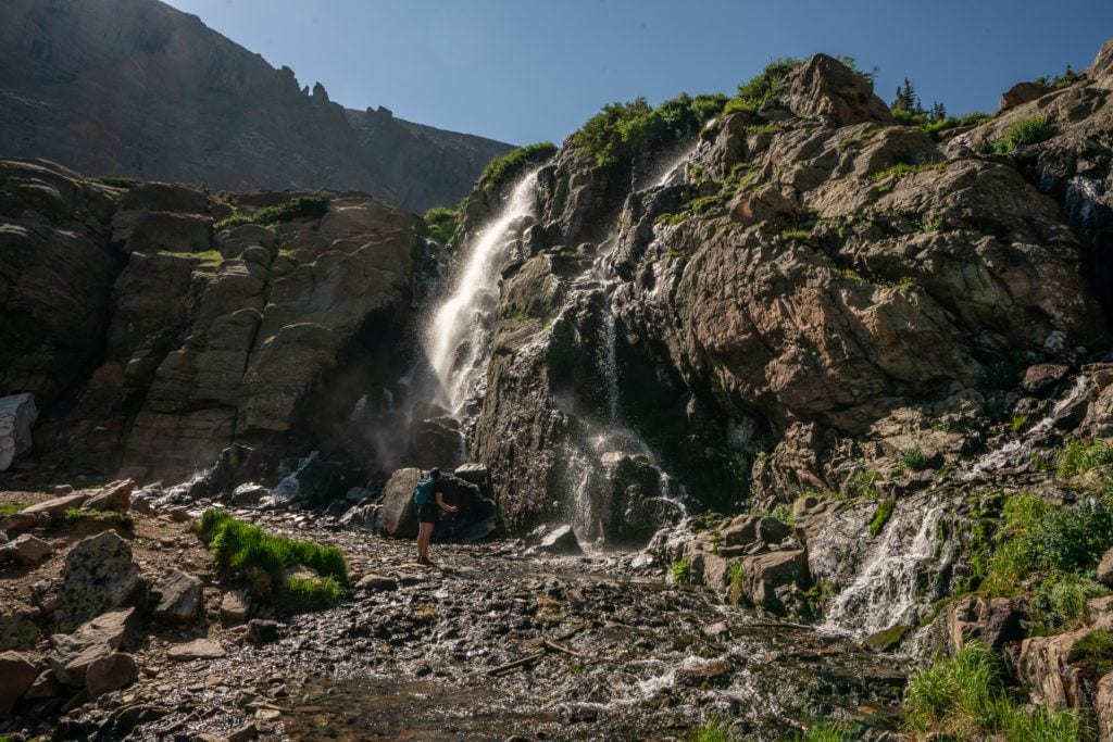 Timberline Falls from Sky Pond Trail via Glacier Gorge Trail // Get our guide to the best day hikes in Rocky Mountain National Park including distances, trail descriptions, what to be prepared for, and more.