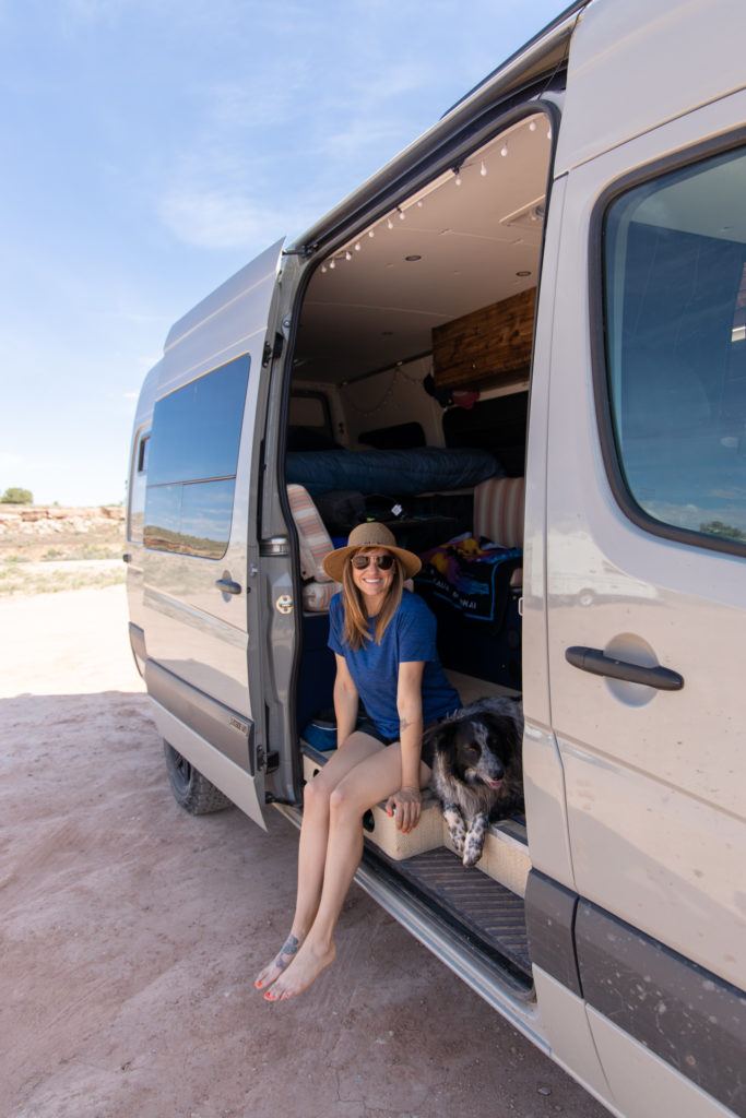 Kristen in her Sprinter Van / Get dispersed camping tips for Moab