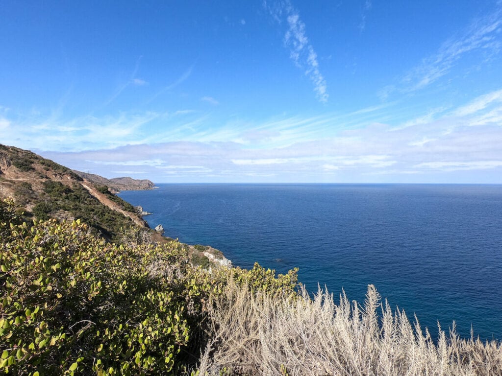 Views of Catalina Island's steep coastline from the Trans-Catalina Trail