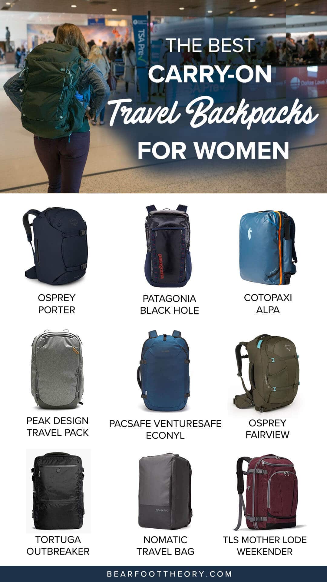 Best CarryOn Travel Backpacks for Women in 2023 Bearfoot Theory